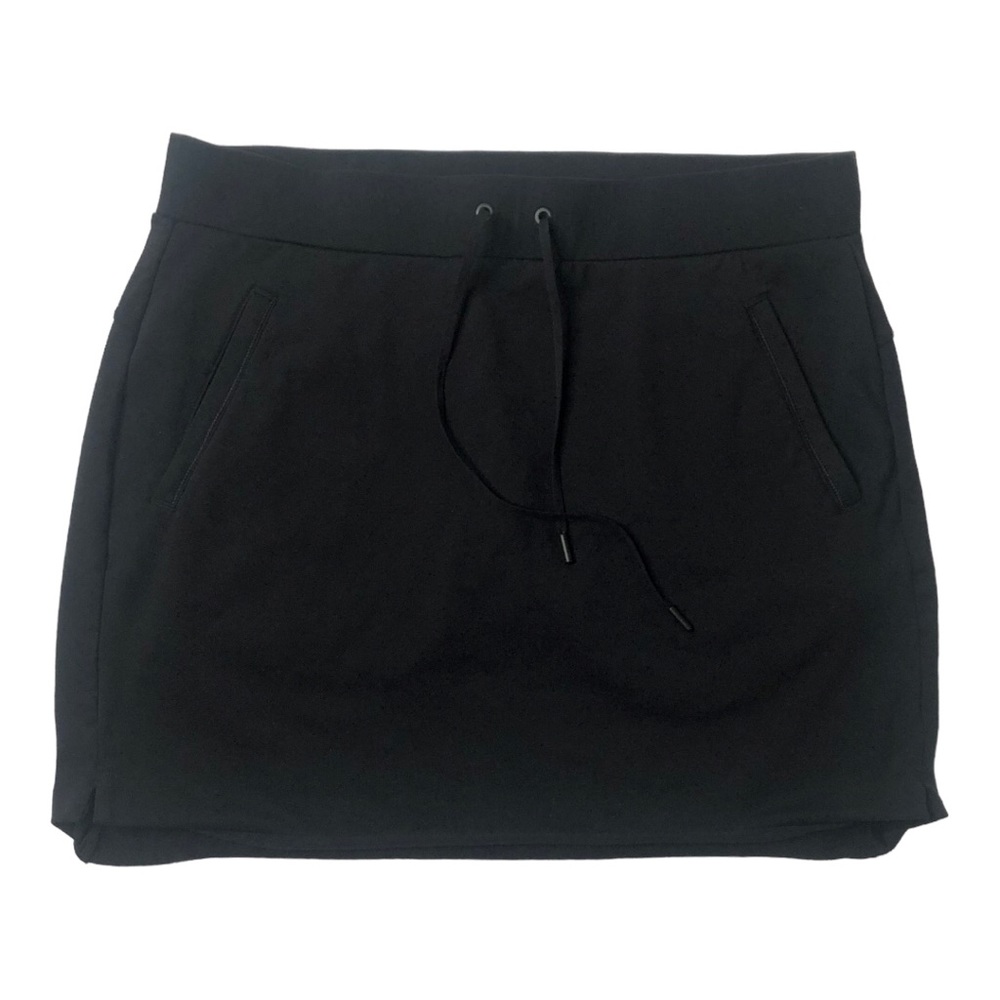 Athleta Pull On Athletic Black Skirt / Skort With Drawstrings & Shorts Size Med